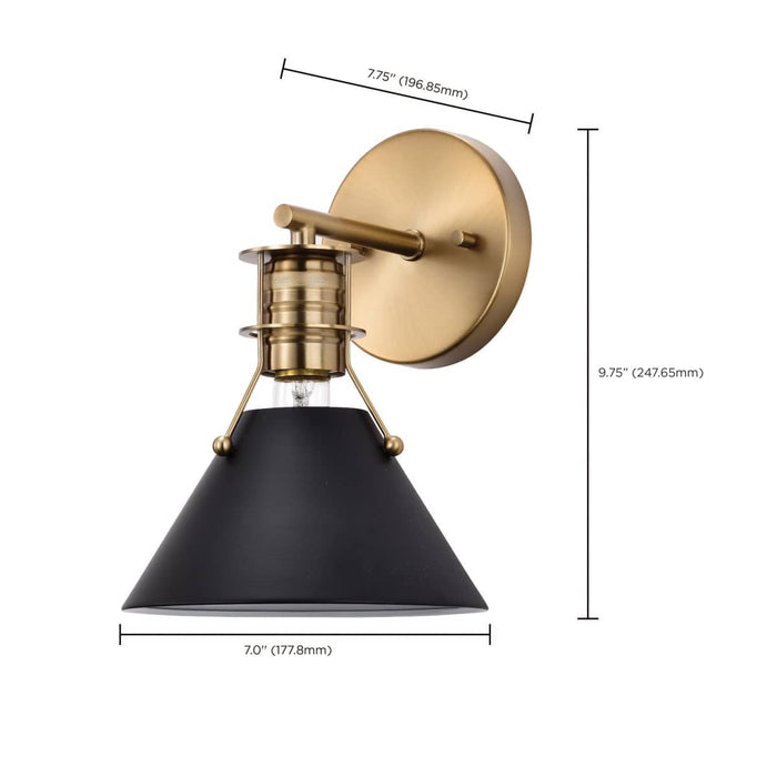 Sconce Nuvo 60-7519 Outpost - 1 Light - Wall Sconce - Matte Black with Burnished Brass Nuvo
