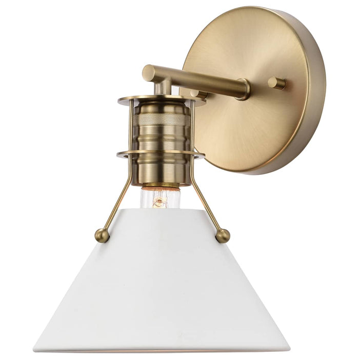 Sconce Nuvo 60-7520 Outpost - 1 Light - Wall Sconce - Matte White with Burnished Brass Nuvo