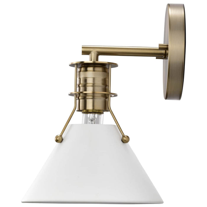 Sconce Nuvo 60-7520 Outpost - 1 Light - Wall Sconce - Matte White with Burnished Brass Nuvo