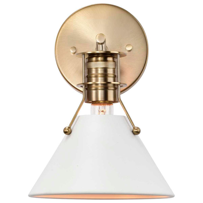 Sconce Nuvo 60-7520 Outpost - 1 Light - Wall Sconce - Matte White with Burnished Brass Nuvo