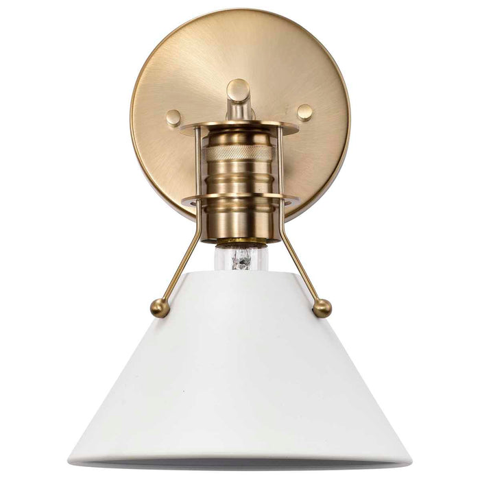 Sconce Nuvo 60-7520 Outpost - 1 Light - Wall Sconce - Matte White with Burnished Brass Nuvo