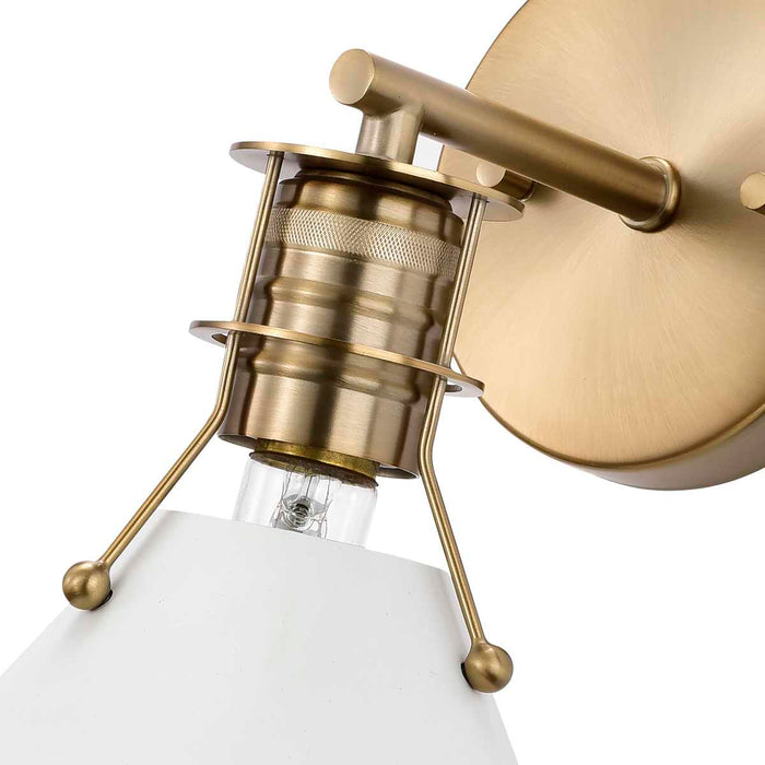 Sconce Nuvo 60-7520 Outpost - 1 Light - Wall Sconce - Matte White with Burnished Brass Nuvo