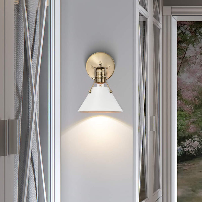 Sconce Nuvo 60-7520 Outpost - 1 Light - Wall Sconce - Matte White with Burnished Brass Nuvo