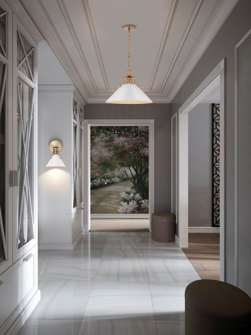 Sconce Nuvo 60-7520 Outpost - 1 Light - Wall Sconce - Matte White with Burnished Brass Nuvo