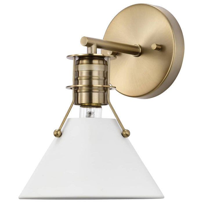 Sconce Nuvo 60-7520 Outpost - 1 Light - Wall Sconce - Matte White with Burnished Brass Nuvo