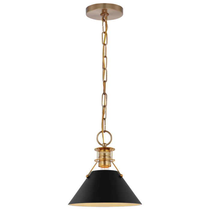 Pendant Nuvo 60-7521 Outpost - 1 Light - Small Pendant - Matte Black with Burnished Brass Nuvo