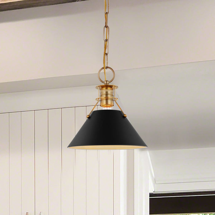 Pendant Nuvo 60-7521 Outpost - 1 Light - Small Pendant - Matte Black with Burnished Brass Nuvo