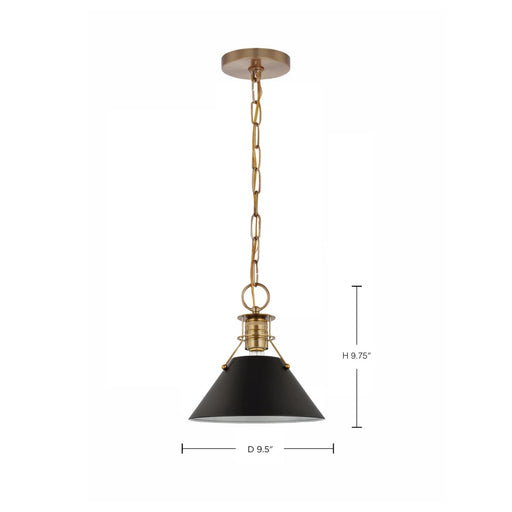 Pendant Nuvo 60-7521 Outpost - 1 Light - Small Pendant - Matte Black with Burnished Brass Nuvo