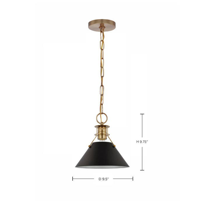 Pendant Nuvo 60-7521 Outpost - 1 Light - Small Pendant - Matte Black with Burnished Brass Nuvo