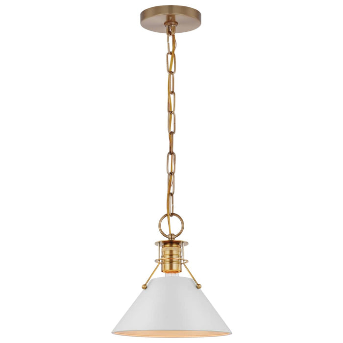 Pendant Nuvo 60-7522 Outpost - 1 Light - Small Pendant - Matte White with Burnished Brass Nuvo