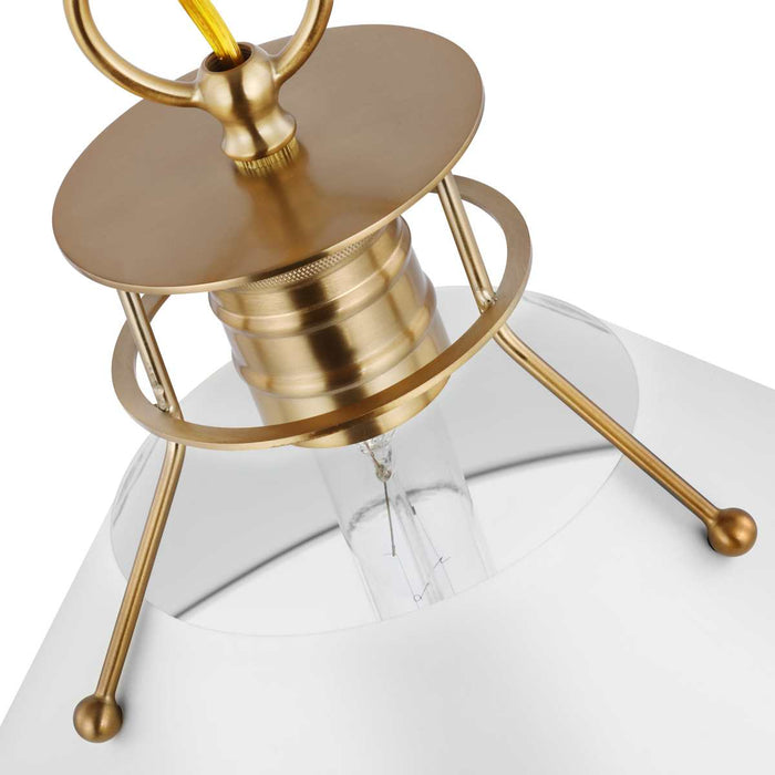 Pendant Nuvo 60-7522 Outpost - 1 Light - Small Pendant - Matte White with Burnished Brass Nuvo