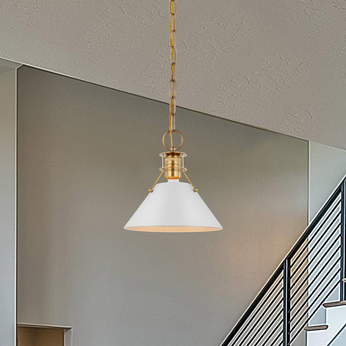 Pendant Nuvo 60-7522 Outpost - 1 Light - Small Pendant - Matte White with Burnished Brass Nuvo