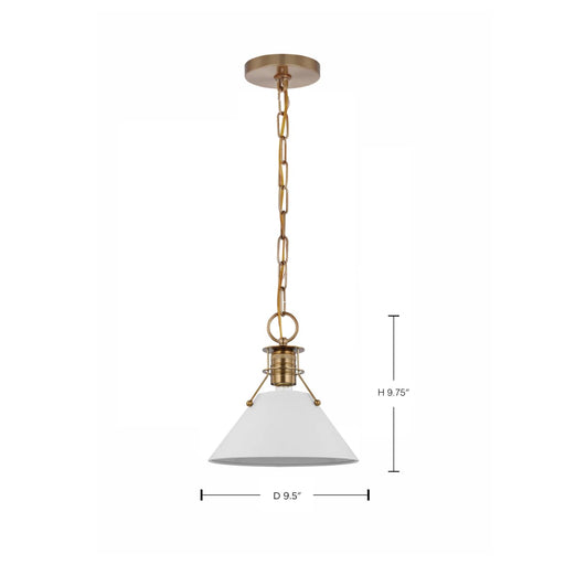 Pendant Nuvo 60-7522 Outpost - 1 Light - Small Pendant - Matte White with Burnished Brass Nuvo
