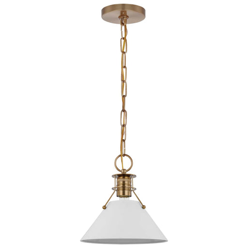 Pendant Nuvo 60-7522 Outpost - 1 Light - Small Pendant - Matte White with Burnished Brass Nuvo