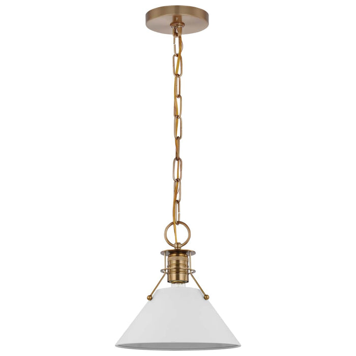 Pendant Nuvo 60-7522 Outpost - 1 Light - Small Pendant - Matte White with Burnished Brass Nuvo