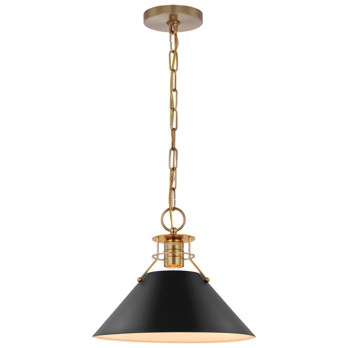 Pendant Nuvo 60-7523 Outpost - 1 Light - Medium Pendant - Matte Black with Burnished Brass Nuvo