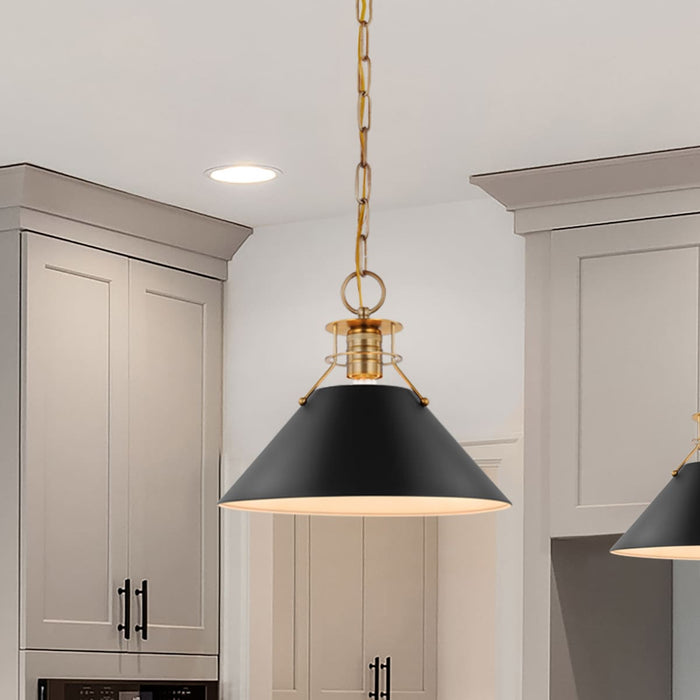 Pendant Nuvo 60-7523 Outpost - 1 Light - Medium Pendant - Matte Black with Burnished Brass Nuvo