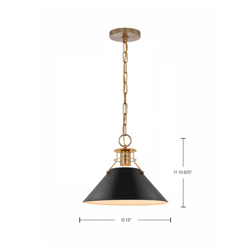 Pendant Nuvo 60-7523 Outpost - 1 Light - Medium Pendant - Matte Black with Burnished Brass Nuvo