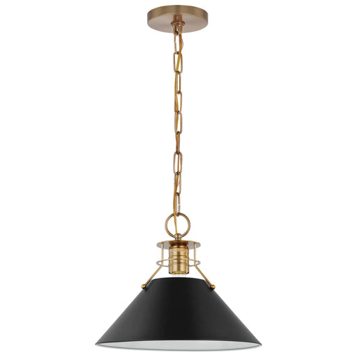 Pendant Nuvo 60-7523 Outpost - 1 Light - Medium Pendant - Matte Black with Burnished Brass Nuvo