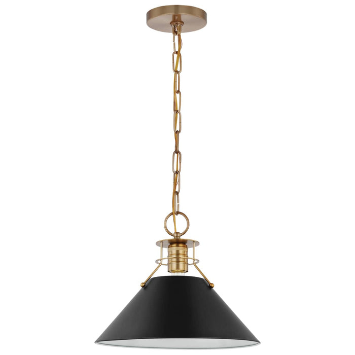 Pendant Nuvo 60-7523 Outpost - 1 Light - Medium Pendant - Matte Black with Burnished Brass Nuvo