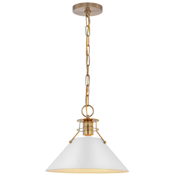 Pendant Nuvo 60-7524 Outpost - 1 Light - Medium Pendant - Matte White with Burnished Brass Nuvo