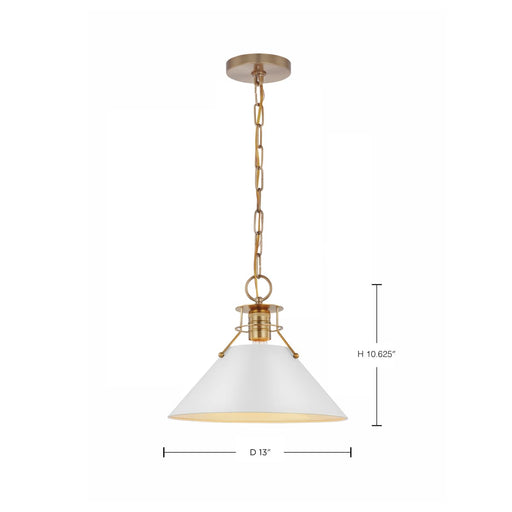 Pendant Nuvo 60-7524 Outpost - 1 Light - Medium Pendant - Matte White with Burnished Brass Nuvo