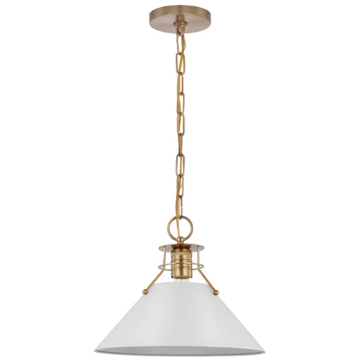 Pendant Nuvo 60-7524 Outpost - 1 Light - Medium Pendant - Matte White with Burnished Brass Nuvo
