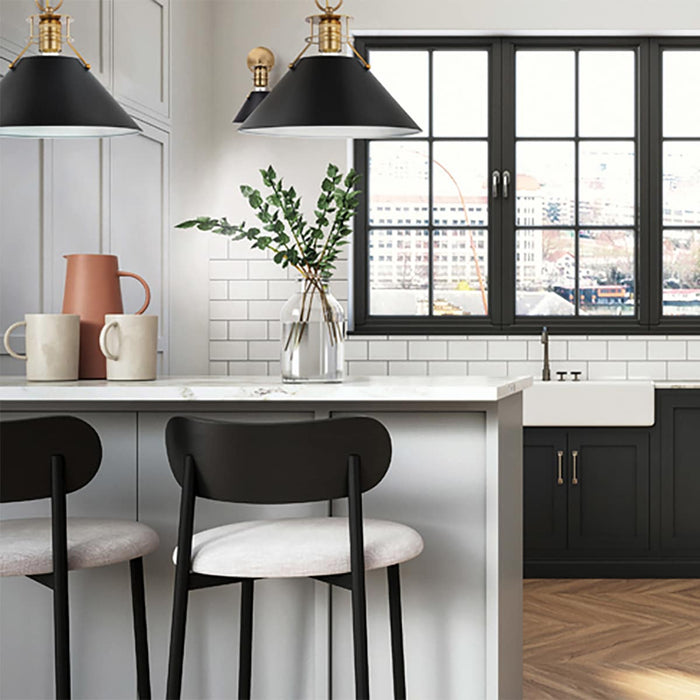 Pendant Nuvo 60-7525 Outpost - 1 Light - Large Pendant - Matte Black with Burnished Brass Nuvo
