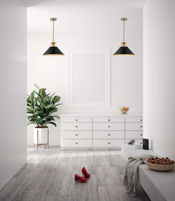 Pendant Nuvo 60-7525 Outpost - 1 Light - Large Pendant - Matte Black with Burnished Brass Nuvo