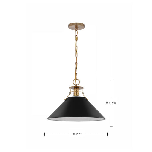 Pendant Nuvo 60-7525 Outpost - 1 Light - Large Pendant - Matte Black with Burnished Brass Nuvo