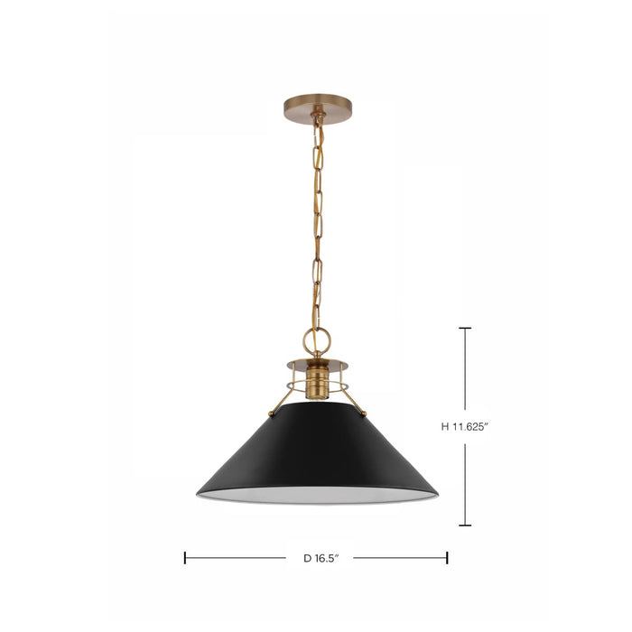 Pendant Nuvo 60-7525 Outpost - 1 Light - Large Pendant - Matte Black with Burnished Brass Nuvo