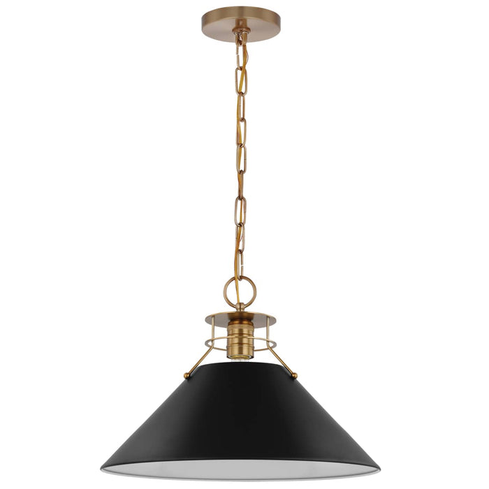 Pendant Nuvo 60-7525 Outpost - 1 Light - Large Pendant - Matte Black with Burnished Brass Nuvo