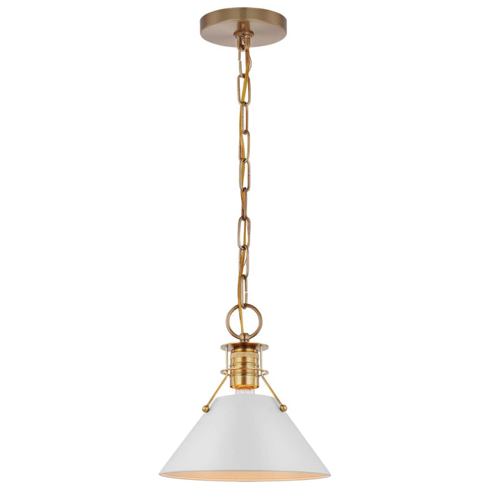 Pendant Nuvo 60-7526 Outpost - 1 Light - Large Pendant - Matte White with Burnished Brass Nuvo