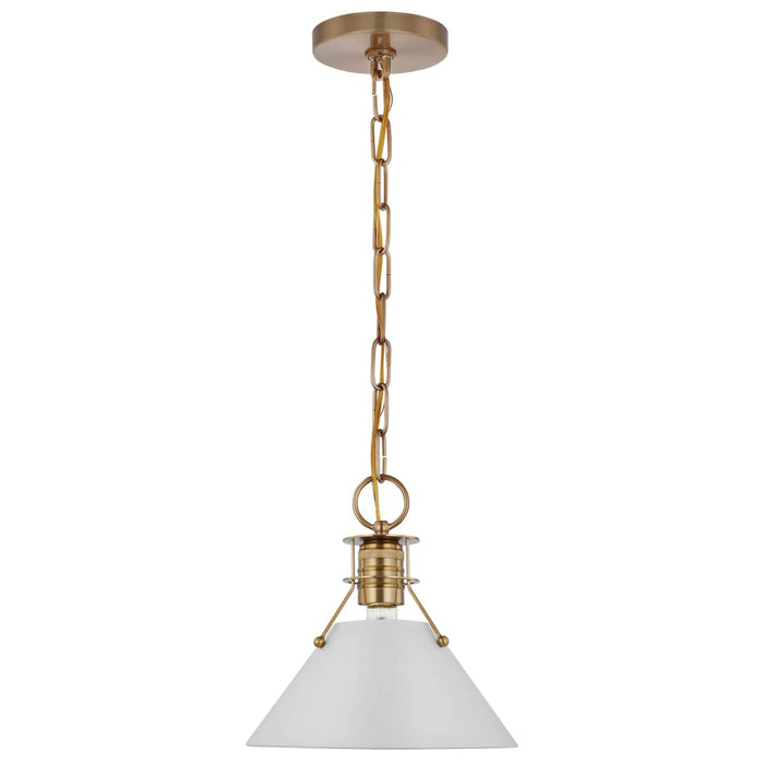Pendant Nuvo 60-7526 Outpost - 1 Light - Large Pendant - Matte White with Burnished Brass Nuvo