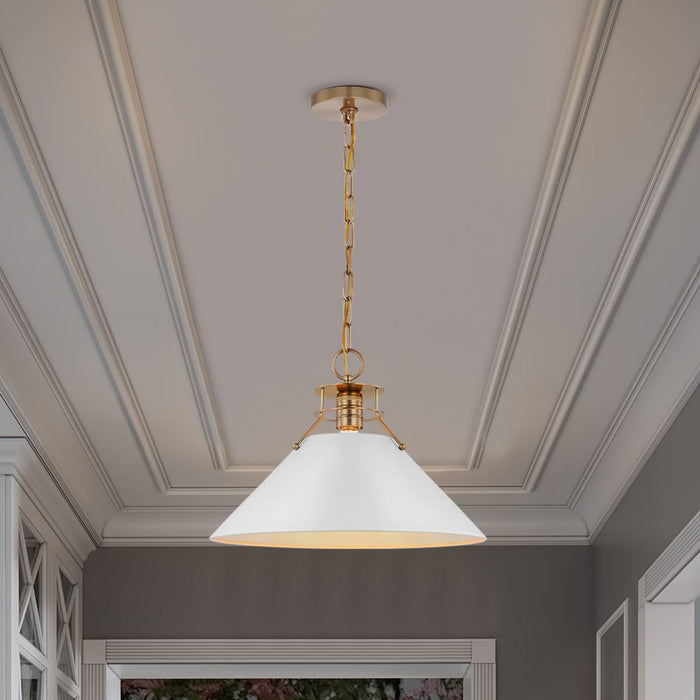 Pendant Nuvo 60-7526 Outpost - 1 Light - Large Pendant - Matte White with Burnished Brass Nuvo
