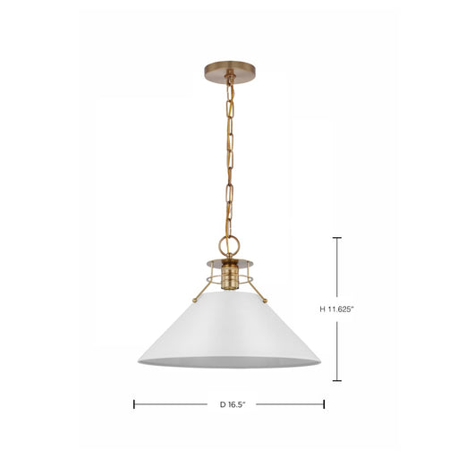 Pendant Nuvo 60-7526 Outpost - 1 Light - Large Pendant - Matte White with Burnished Brass Nuvo