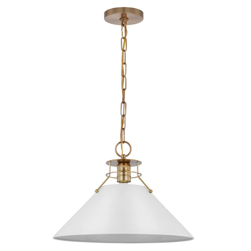 Pendant Nuvo 60-7526 Outpost - 1 Light - Large Pendant - Matte White with Burnished Brass Nuvo