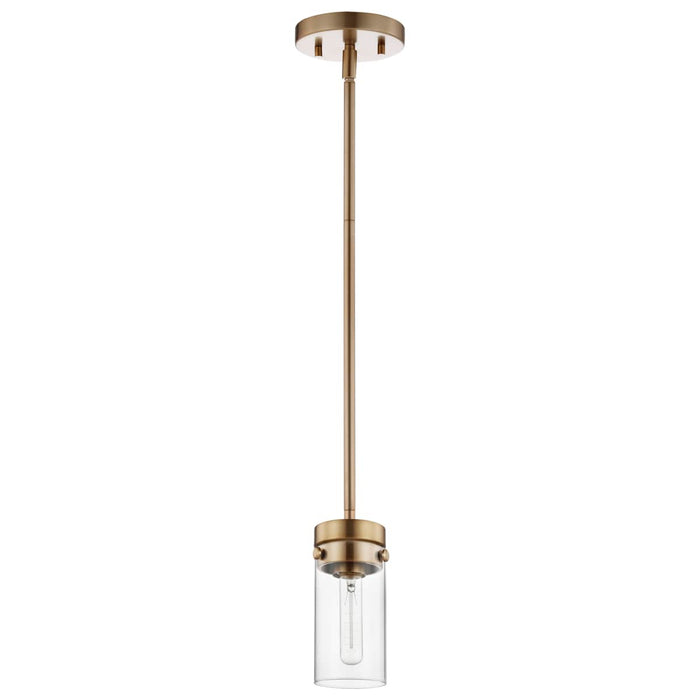 Mini Pendant Nuvo 60-7529 Intersection - 1 Light - Mini Pendant - Burnished Brass with Clear Glass Nuvo