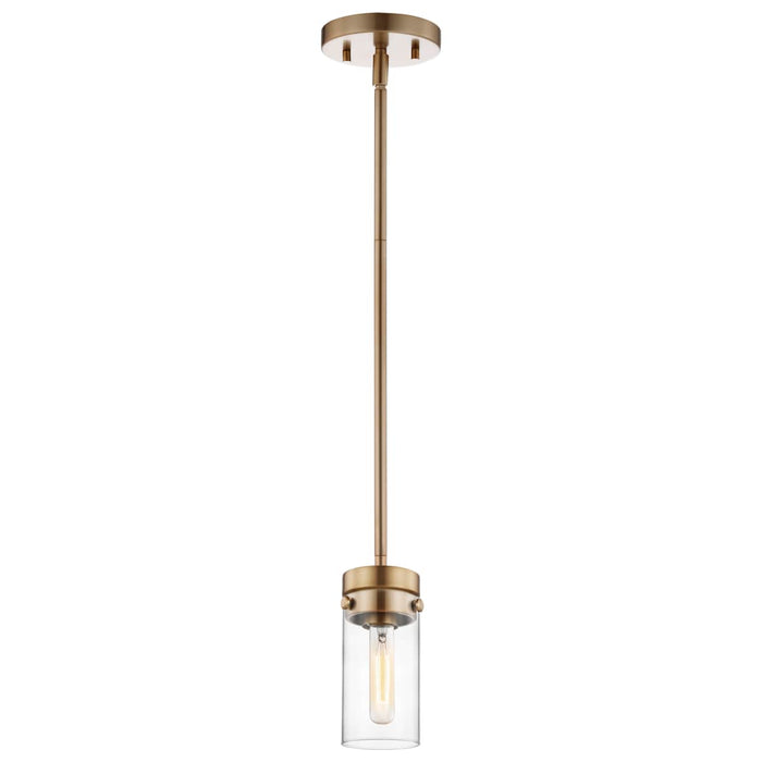 Mini Pendant Nuvo 60-7529 Intersection - 1 Light - Mini Pendant - Burnished Brass with Clear Glass Nuvo