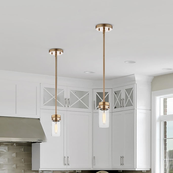 Mini Pendant Nuvo 60-7529 Intersection - 1 Light - Mini Pendant - Burnished Brass with Clear Glass Nuvo