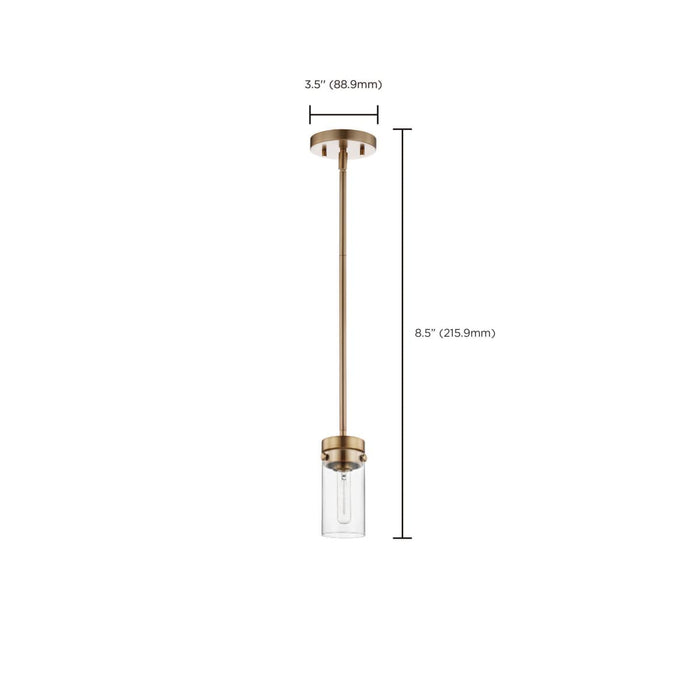 Mini Pendant Nuvo 60-7529 Intersection - 1 Light - Mini Pendant - Burnished Brass with Clear Glass Nuvo