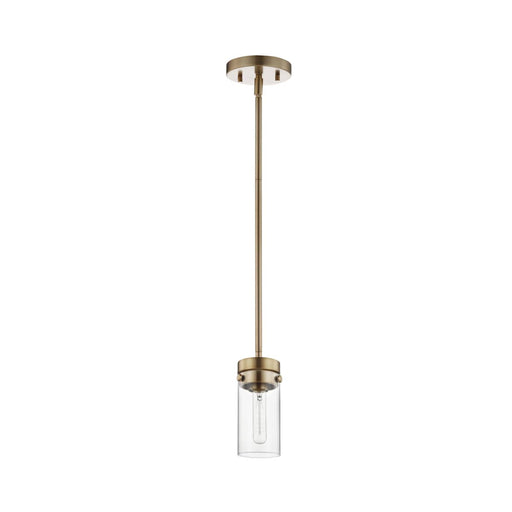 Mini Pendant Nuvo 60-7529 Intersection - 1 Light - Mini Pendant - Burnished Brass with Clear Glass Nuvo