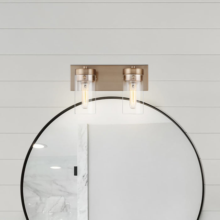 Vanity Nuvo 60-7532 Intersection - 2 Light - Vanity - Burnished Brass with Clear Glass Nuvo