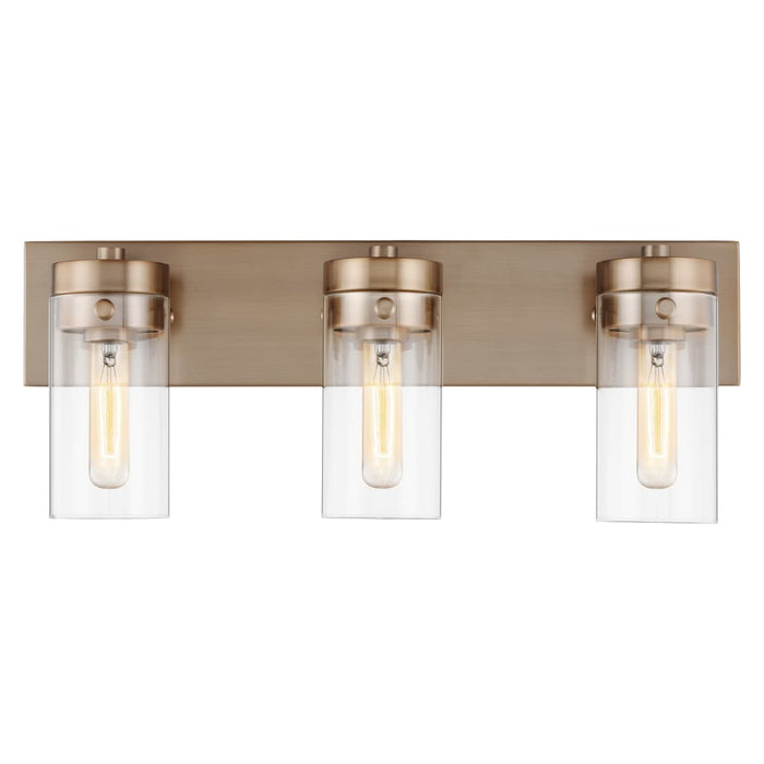 Vanity Nuvo 60-7533 Intersection - 3 Light - Vanity - Burnished Brass with Clear Glass Nuvo