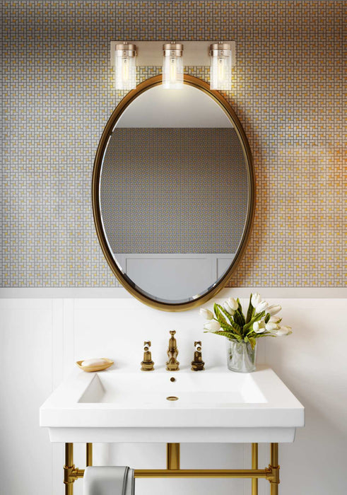 Vanity Nuvo 60-7533 Intersection - 3 Light - Vanity - Burnished Brass with Clear Glass Nuvo