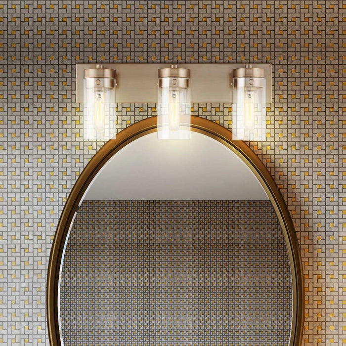 Vanity Nuvo 60-7533 Intersection - 3 Light - Vanity - Burnished Brass with Clear Glass Nuvo