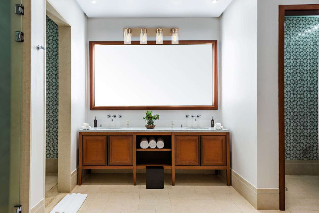 Vanity Nuvo 60-7534 Intersection - 4 Light - Vanity - Burnished Brass with Clear Glass Nuvo