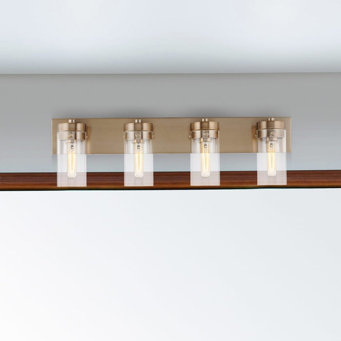Vanity Nuvo 60-7534 Intersection - 4 Light - Vanity - Burnished Brass with Clear Glass Nuvo
