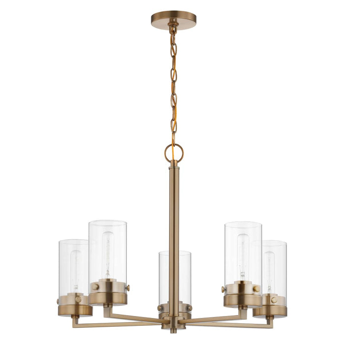 Chandelier Nuvo 60-7535 Intersection - 5 Light - Chandelier - Burnished Brass with Clear Glass Nuvo