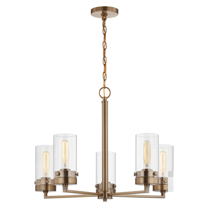 Chandelier Nuvo 60-7535 Intersection - 5 Light - Chandelier - Burnished Brass with Clear Glass Nuvo